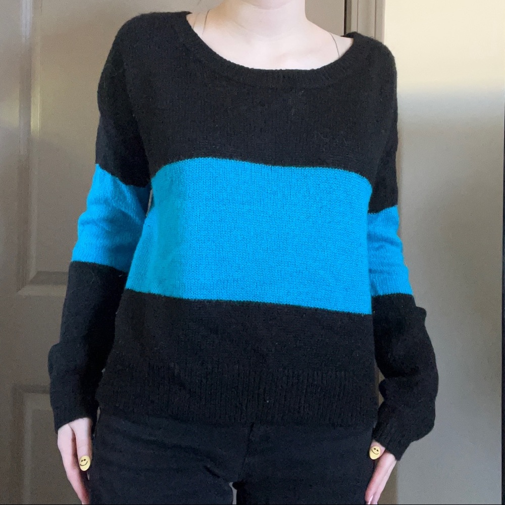 Black and blue colorblock sweater